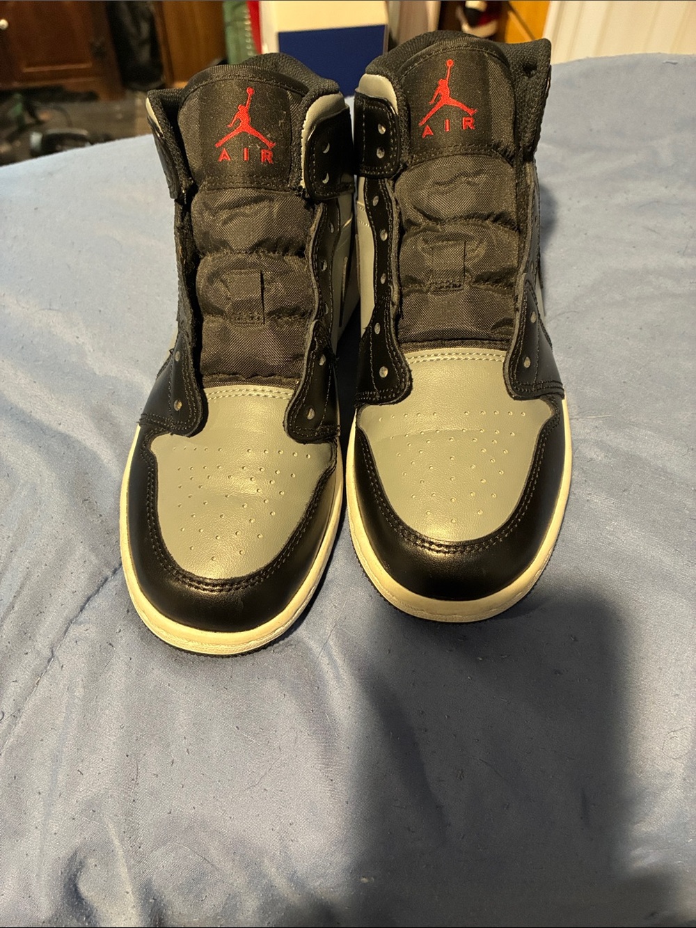 Jordan Unisex High-Top Sneakers in Black, Gray and Red